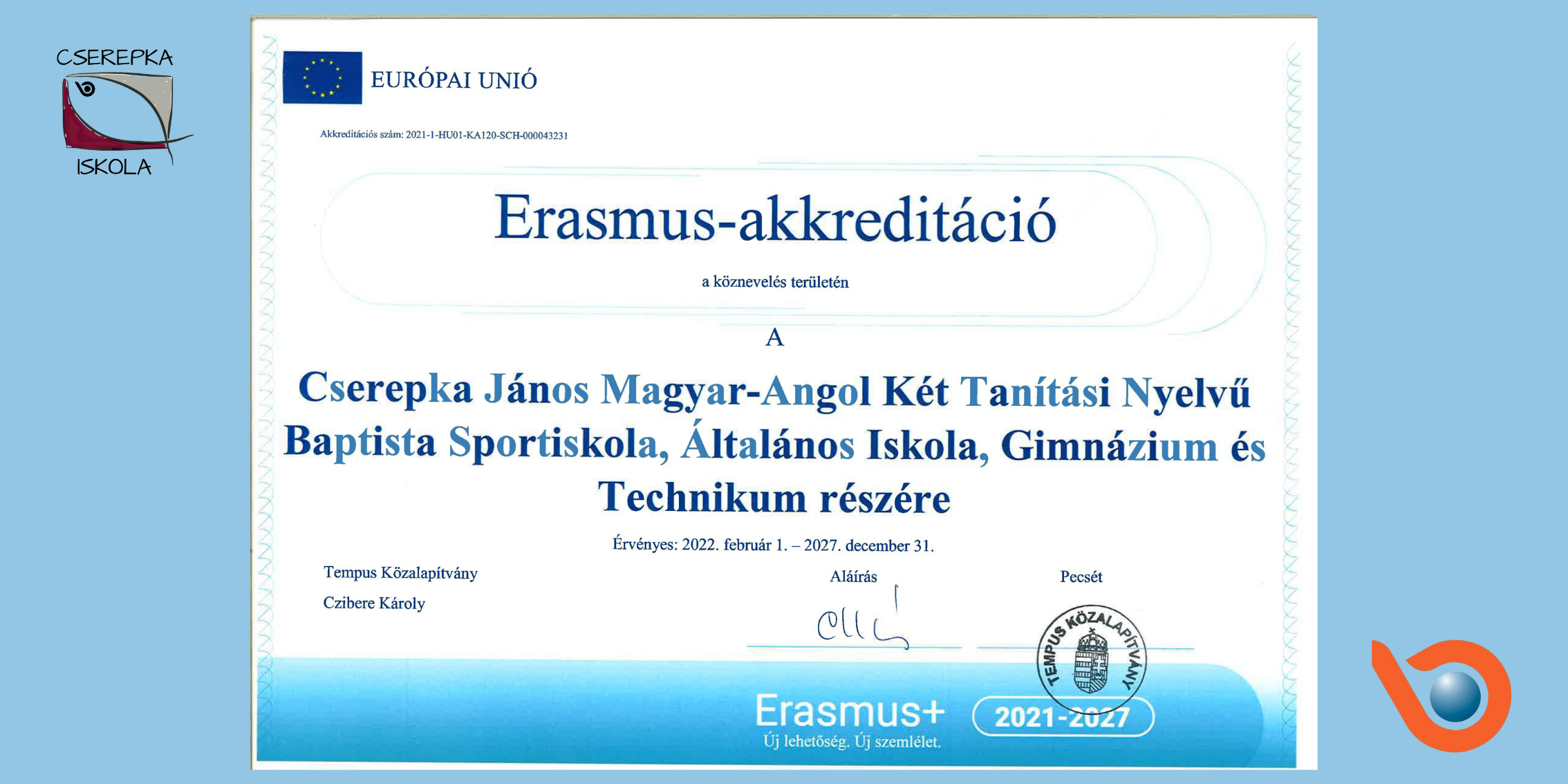 Erasmus+ Akkreditációs Oklevél