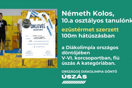 Cserepka Iskola Pécs - Diákolimpia országos döntő úszás 2. hely - Németh Kolos 10.a